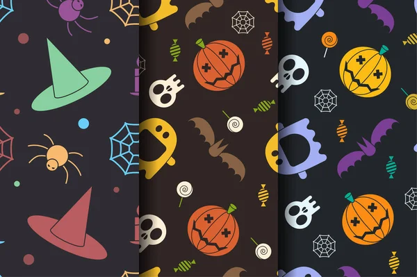 Colección de patrones sin costura de Halloween — Archivo Imágenes Vectoriales