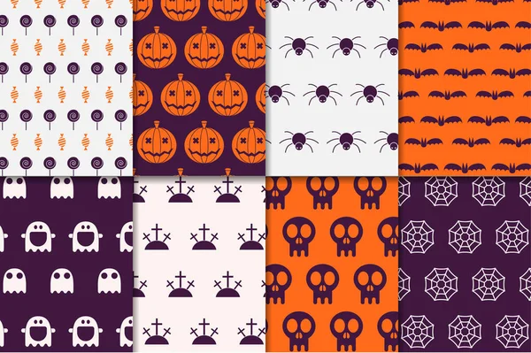 Colección de patrones sin costura de Halloween — Archivo Imágenes Vectoriales