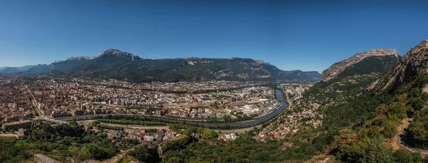 Grenoble City Mountain Panorama from Bastille Fortification — Stock Photo, Image