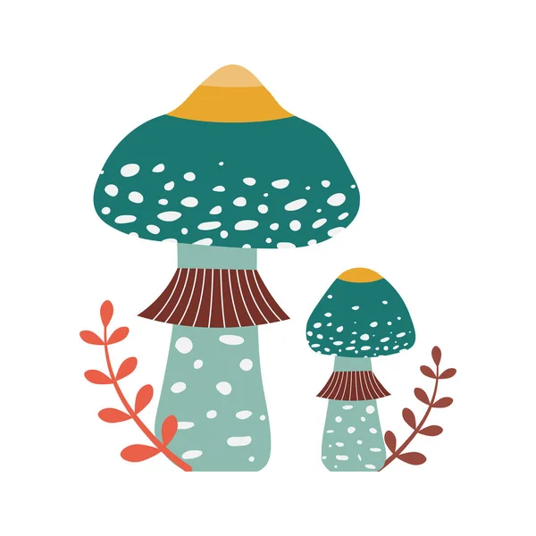 Forest Mushroom Indigo Milk Cap in Cartoon — Stock Vector
