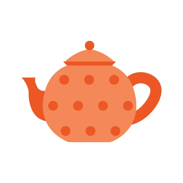 Maceta de té naranja de cerámica en diseño plano — Vector de stock