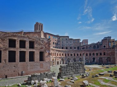 Trajan's Market (Markets of Trajan) , a large complex of ruins in the city of Rome, Italy, located on the Via dei Fori Imperiali, part of Trajan's Forum. clipart