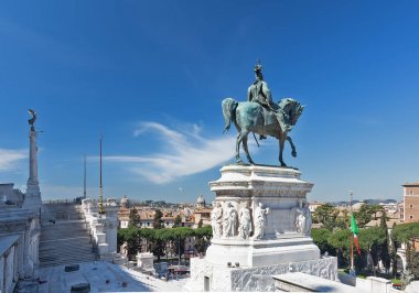 The Vittorio Emanuele II Monument also known as the Vittoriano, or Altare della Patria, built between the Piazza Venezia (The Venice Square) and the Capitoline Hill- the central hub of Rome .  clipart