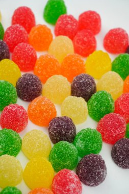 Close up Sweet Colorful Candy Jelly sugar candies isolated on wh clipart