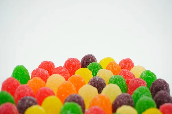 Close up Sweet Colorful Candy Jelly sugar candies isolated on wh — Stock Photo, Image