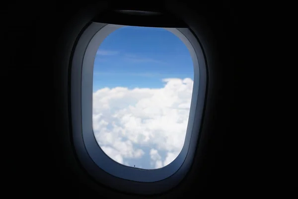 Vista Ventana Plana Con Cielo Azul Mar —  Fotos de Stock