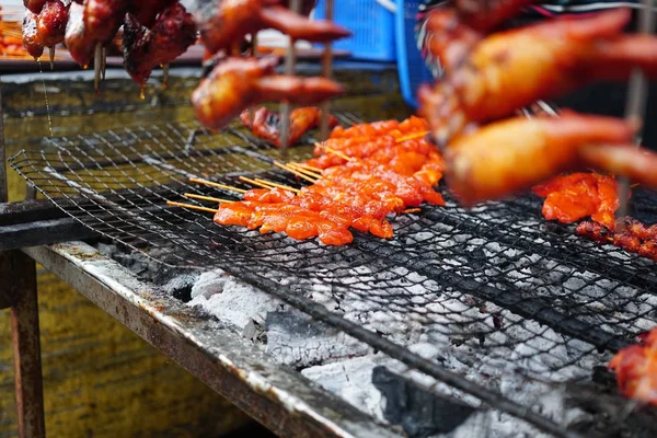 Deliciosas Alas Pollo Parrilla Picante Caliente Mercado Local Para Venta — Foto de Stock