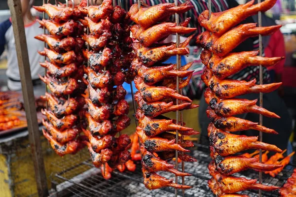 Deliciosas Alas Pollo Parrilla Picante Caliente Mercado Local Para Venta — Foto de Stock