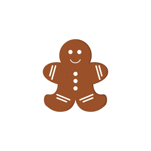 Lebkuchen-Weihnachtsplätzchen. Witzig dekorierte Lebkuchenfigur — Stockvektor