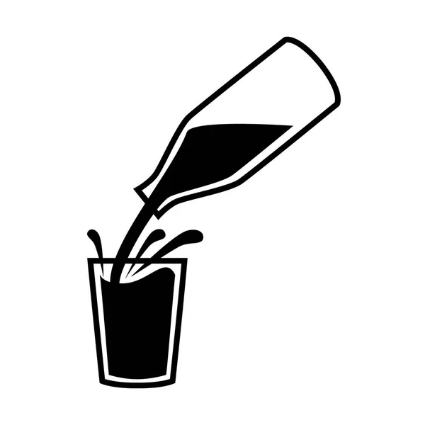 Simbolo Logo Del Latte Naturale Latte Versato Una Bottiglia Con — Vettoriale Stock