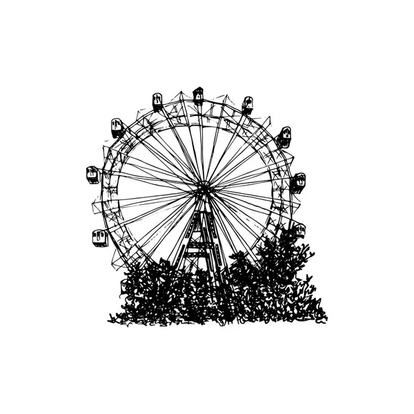 Wiener Prater Und Riesenrad Vektor Handgezeichnete Skizze Illustration Kann Für — Stockvektor