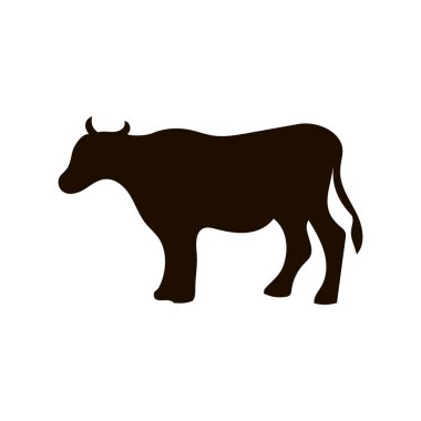 İnek, farklı pozlar, siyah renk, beyaz arka plan üzerinde izole siluet vektör