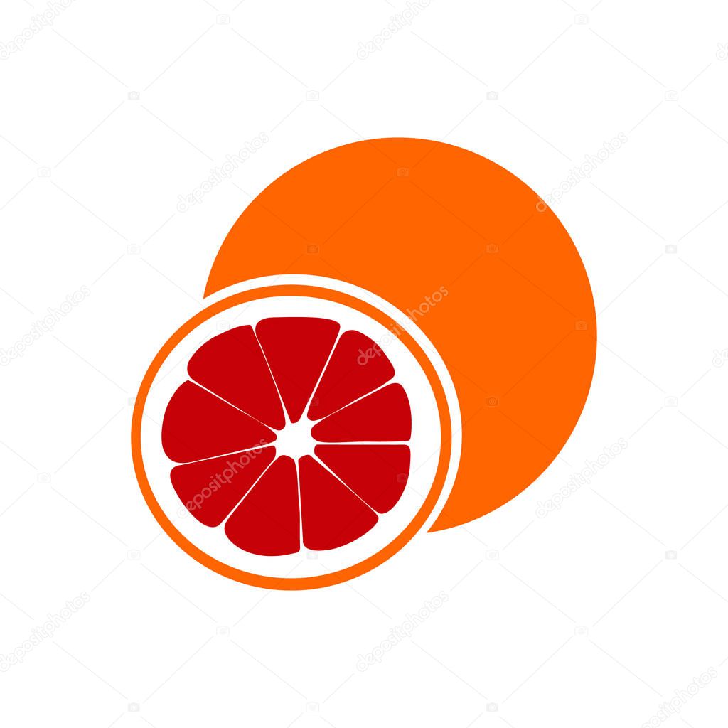 Red blood orange slice isolated on white background as package design element