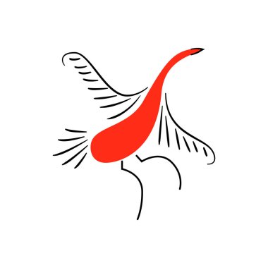 kırmızı kuş. Ulusal resim sergisi Kuzey. Halk el sanatları. Büyüleyici özgün süsler. Basitlik. Kırmızı düz ördek, kaz