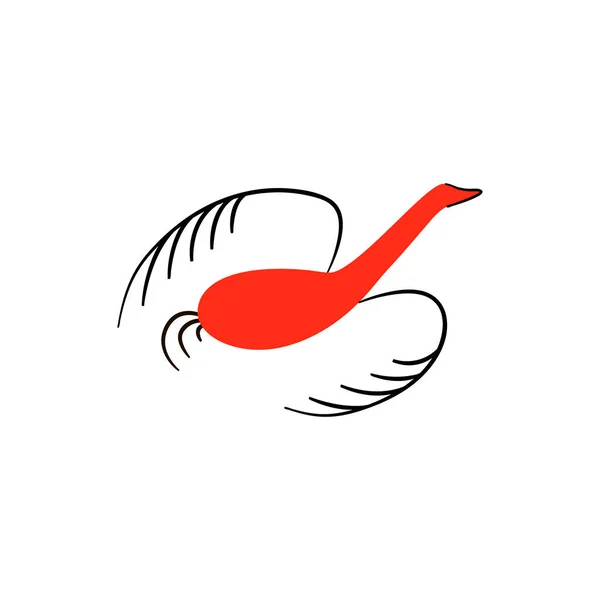 Oiseaux rouges. Peintures nationales nordiques. Artisanat populaire. Des ornements originaux enchanteurs. Simplicité. Canard rouge plat, oie — Image vectorielle