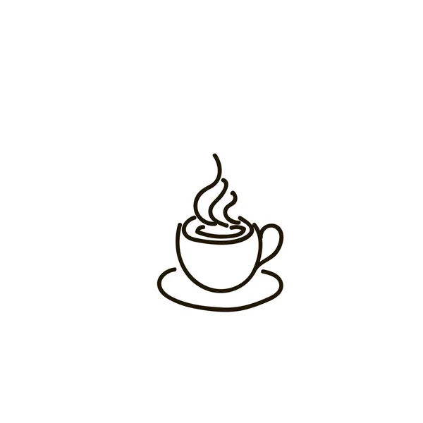 Coffee Cup Icon Simple Sketch Pen Style Flat Iconic Symbol — Stock Vector
