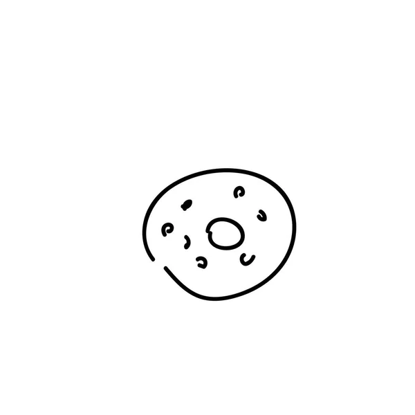 Donut Met Hagelslag Geïsoleerd Een Witte Achtergrond Eenvoudige Schets Penstijl — Stockvector