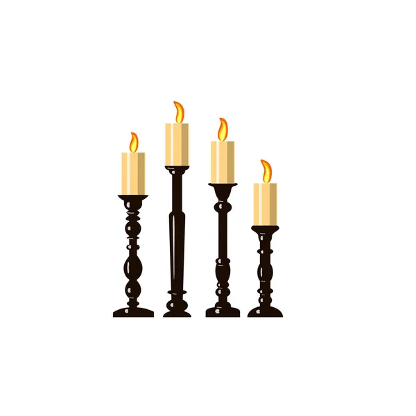 Candles Candle Sticks Realistic Set Isolated Transparent Background Vector Illustration — Stock Vector