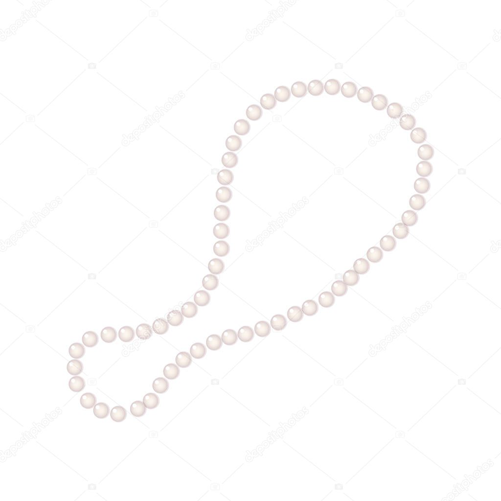 White Pearl necklage. jewelry isolated Concept idea for logo, tag, banner, advertising, prints, wrapping, decoration, package Vector illustration