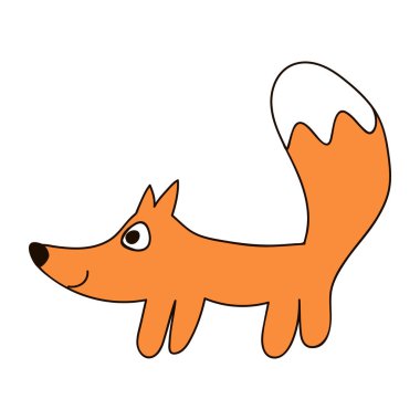 Kızıl Tilki. Çocukça çizgi film orman vahşi hayvan. Güzel çocukça hayvan karikatür tarzı. Duvar kağıtları, desen, arka yüzey dokuları için kullanılabilir