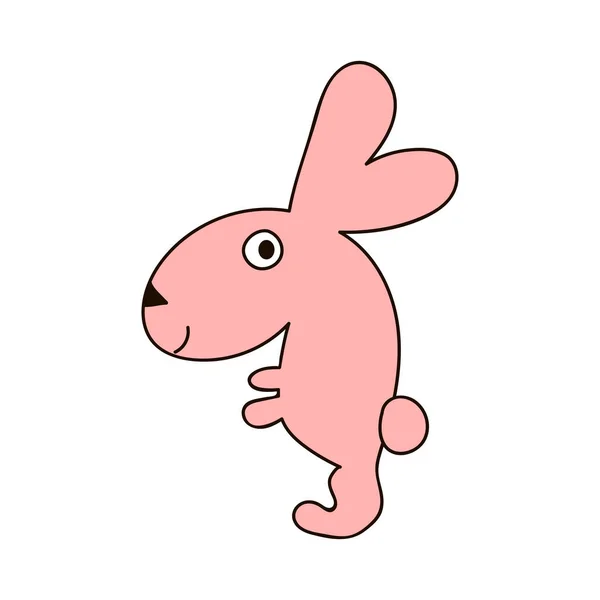 Lièvre Rose Lapin Enfant Dessin Animé Forêt Animal Sauvage Charmant — Image vectorielle