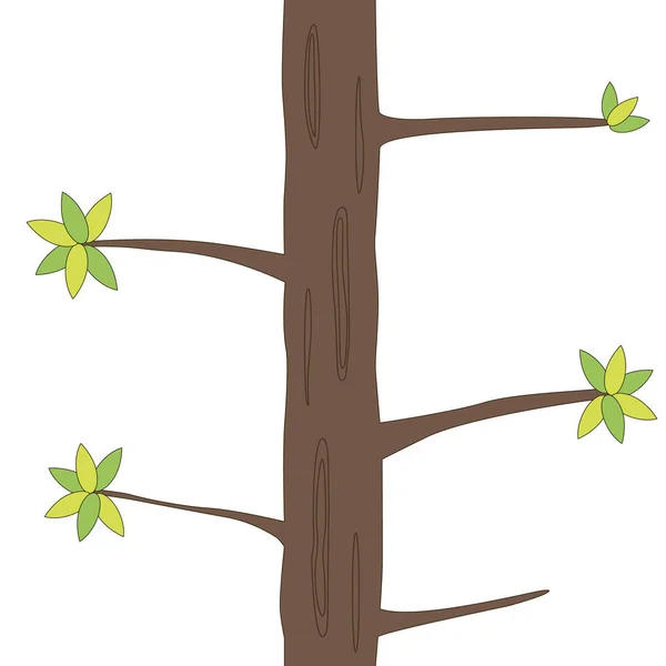 Zelený Strom Samostatný Dětinské Kreslený Les Kreslený Styl Lze Použít — Stockový vektor