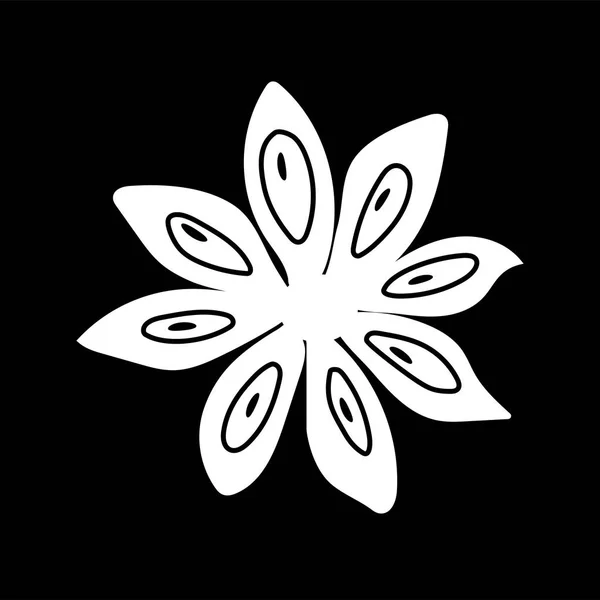 Anís estrellado, icono del logo aislado. silueta blanca. Ilustración vectorial . — Vector de stock