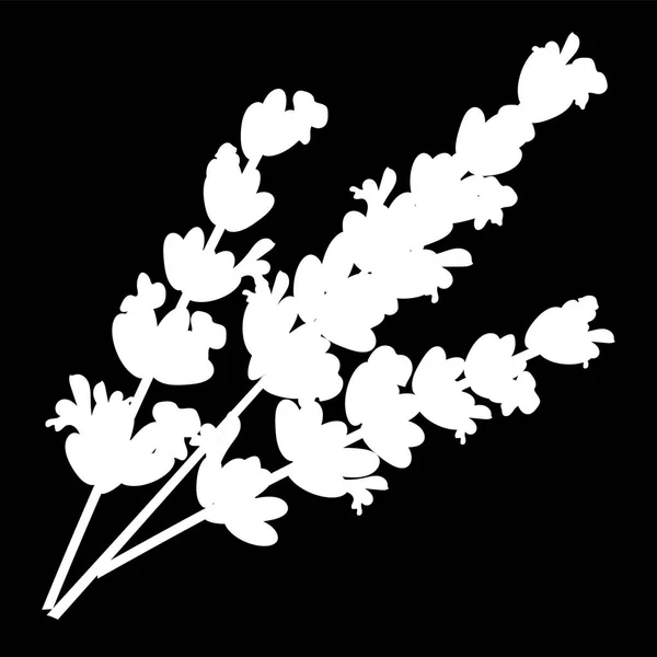Lavendelblüten Isoliert Logo Symbol Weiße Silhouette Vektorillustration — Stockvektor