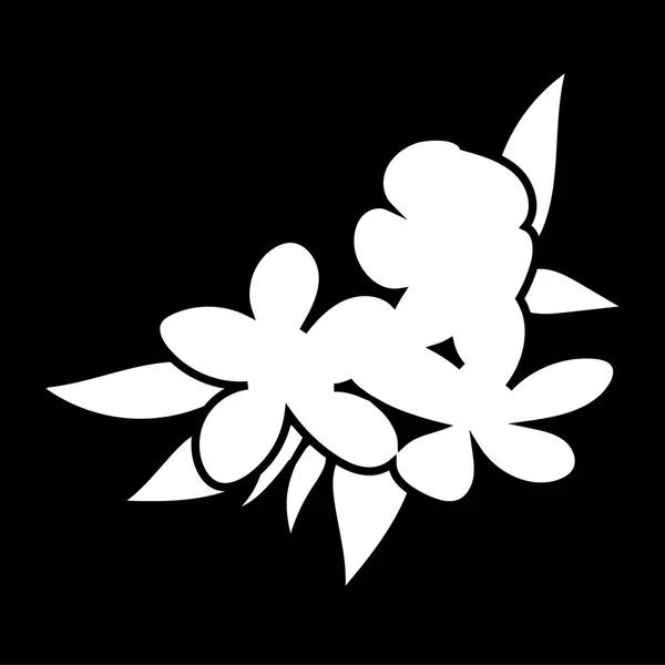 Flores Jazmín Icono Logotipo Aislado Silueta Blanca Ilustración Vectorial — Archivo Imágenes Vectoriales