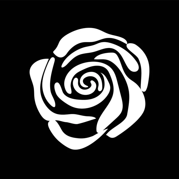 Rosa Icono Logotipo Aislado Silueta Blanca Ilustración Vectorial — Archivo Imágenes Vectoriales