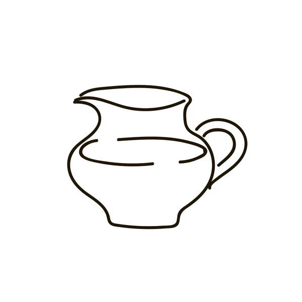 Brocca Latte Bicchiere Latte Isolato Fondo Bianco Semplice Illustrazione Vettoriale — Vettoriale Stock