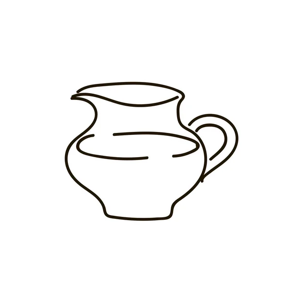 Pot Lait Verre Lait Isolé Sur Fond Blanc Illustration Vectorielle — Image vectorielle