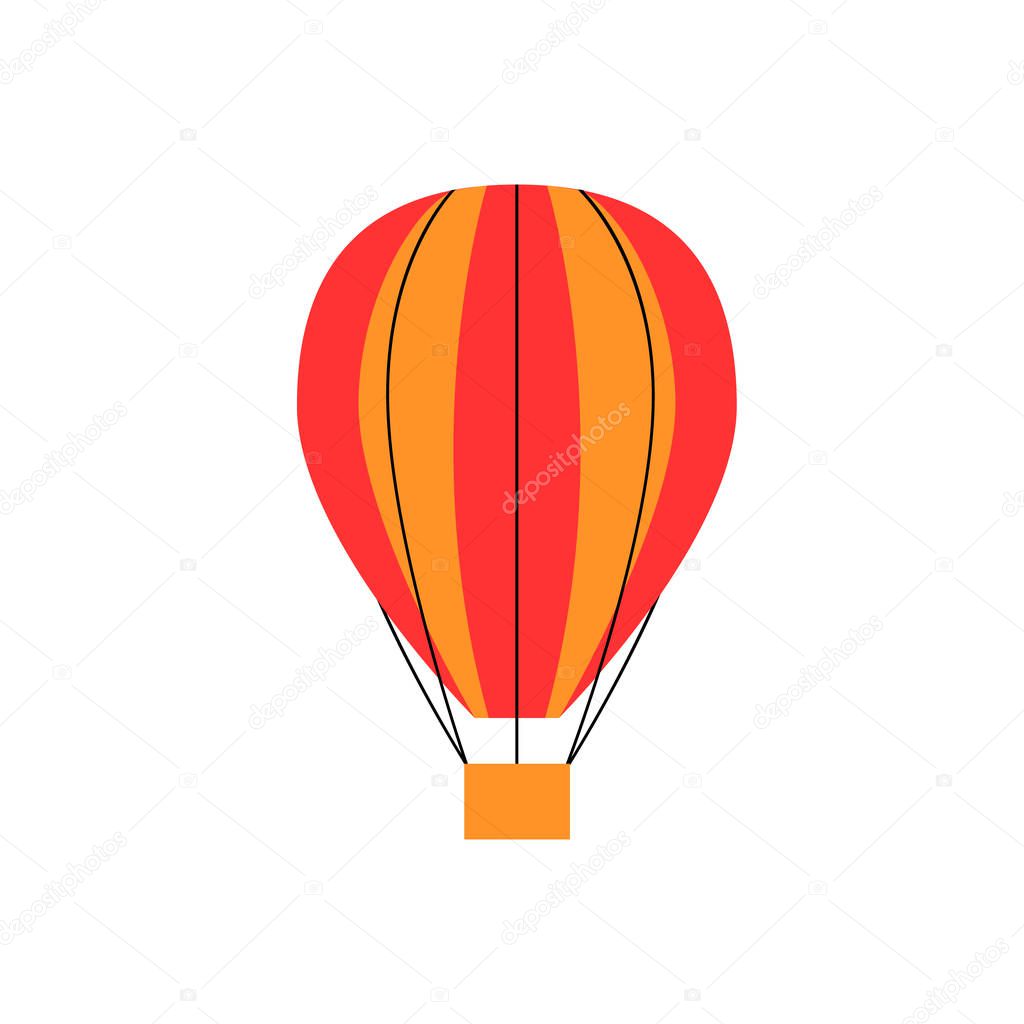 Flat striped hot air balloon on white background. Vector illustration. toy