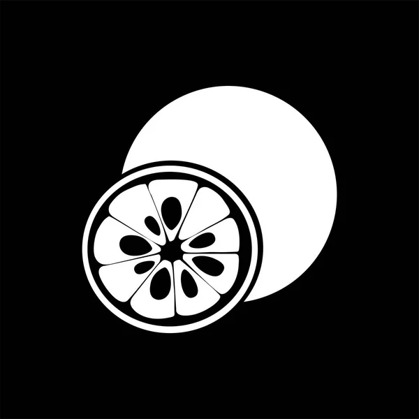 Yuzu Icono Fruta Cítrica Silueta Blanca Estilo Plano Para Cosméticos — Archivo Imágenes Vectoriales