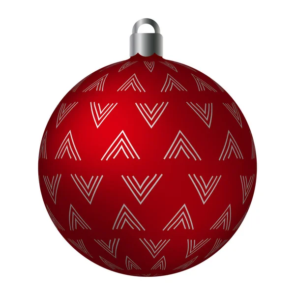 Czerwony Ornated Boże Narodzenie Ball Srebrny Metalik Zginać Luźne Wzory — Wektor stockowy