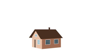Small house, shack, hut, cabin, shack, shanty, cot, cottage, snow capped, window, chimney smoke. Vector illustration For wallpapers, web postcards prints decoration clipart