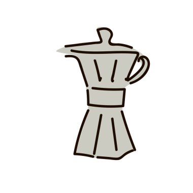 Vektör elle çizilmiş çizim kahve hazırlanması ayarlayın. Brewer, kahve su ısıtıcısı dökün, basın Fransızca