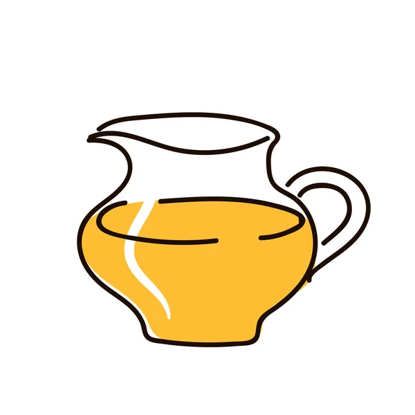 Jarra de leche y vaso de leche aislados sobre fondo blanco. Ilustración vectorial moderna simple. bosquejo simple pluma estilo — Vector de stock