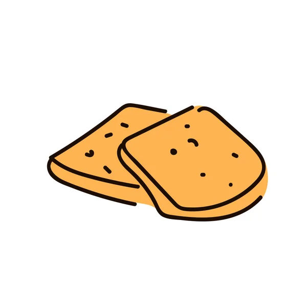 Stukken van wit brood op de witte achtergrond. Penstijl. plat iconische toast — Stockvector