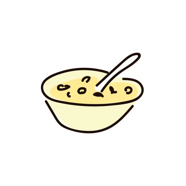 Manger un bol de petit déjeuner sain. Smoothie au sarrasin porrige, baies fraîches, graines et noix — Image vectorielle