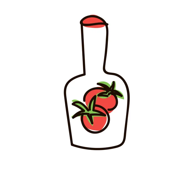 Bottiglia di ketchup, vaso isolato sullo sfondo. Salsa di pomodoro rosso, pasta, condimento piccante naturale , — Vettoriale Stock