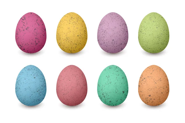 Feliz Páscoa ovos coloridos. Shabby structure Conjunto de vermelho, verde, azul, rosa, roxo, amarelo, marrom — Fotografia de Stock