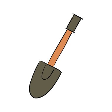 Beyaz arka plan üzerinde izole kürek, Bahçe ekipmanları, mala