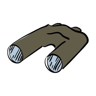 Dürbün çizgi simgesi, anahat vektör işareti, çizim stili. Kamp. Mürekkep Kalemi. Casus sembolü, logo illüstrasyon