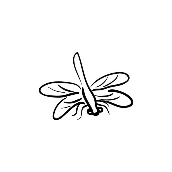 Schwarze Libelle auf weißem Hintergrund isoliert. handgezeichnete Vektorillustration. — Stockvektor
