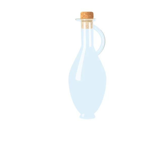 Flagon vide en verre avec bouchon, poignée. décanteur transparent blanc glacé sur fond blanc — Image vectorielle