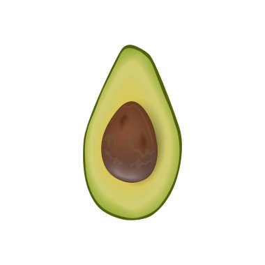 Avokado tohum ile çiğ yarıya meyve olgun. Persea americana egzotik. Yeşil kabuk. Sulu, beyaz arka plan üzerinde izole