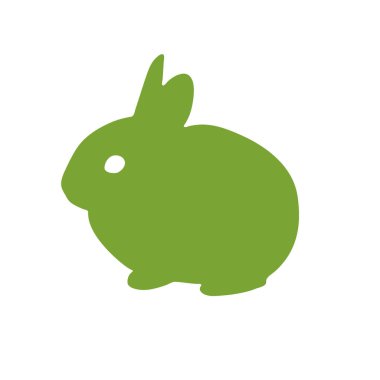 Bunny tavşan yeşil simgesi. Soyut anahat. El çizilmiş minimalizm tarzı. Vektör logo tasarım şablonu