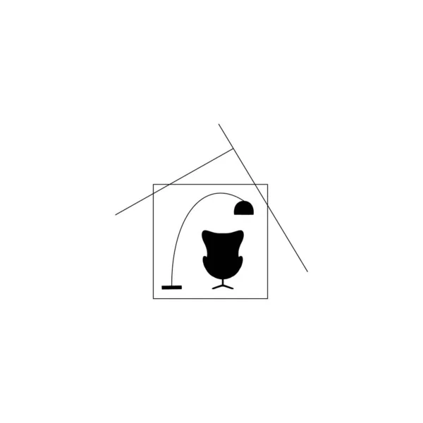 Символ дома. Концепция дома со стулом и лампой. интерьер. векторная иллюстрация. — стоковый вектор
