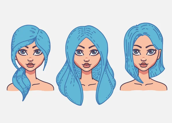 Types of female hairstyles Vector Graphics